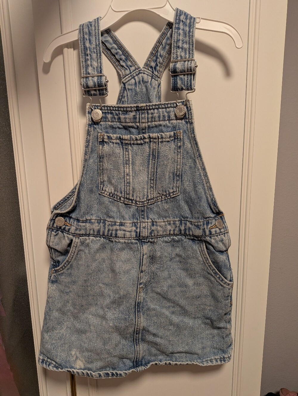 H & M Light Wash Denim Overall Skirt for Size 6 Kids - Blue